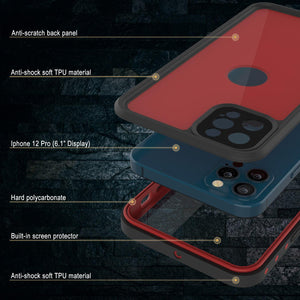 iPhone 12 Pro Waterproof IP68 Case, Punkcase [Red] [StudStar Series] [Slim Fit] (Color in image: Pink)