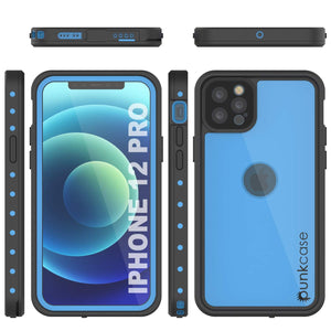 iPhone 12 Pro Waterproof IP68 Case, Punkcase [Light blue] [StudStar Series] [Slim Fit] [Dirtproof] (Color in image: Clear)