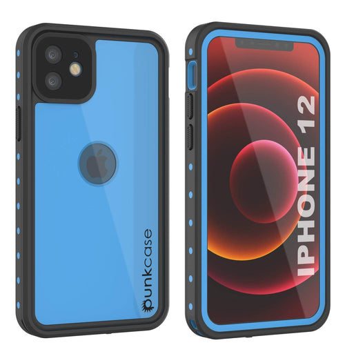 iPhone 12 Waterproof IP68 Case, Punkcase [Light blue] [StudStar Series] [Slim Fit] [Dirtproof] (Color in image: Light Blue)