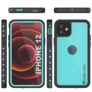 iPhone 12 Waterproof IP68 Case, Punkcase [Teal] [StudStar Series] [Slim Fit] (Color in image: Black)