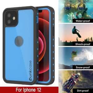 iPhone 12 Waterproof IP68 Case, Punkcase [Light blue] [StudStar Series] [Slim Fit] [Dirtproof] (Color in image: Teal)