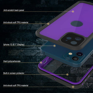 iPhone 12 Waterproof IP68 Case, Punkcase [Purple] [StudStar Series] [Slim Fit] [Dirtproof] (Color in image: Teal)