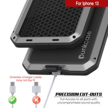 Cargar imagen en el visor de la galería, iPhone 13 Metal Case, Heavy Duty Military Grade Armor Cover [shock proof] Full Body Hard [Silver] 
