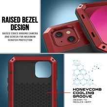 Cargar imagen en el visor de la galería, iPhone 13 Metal Case, Heavy Duty Military Grade Armor Cover [shock proof] Full Body Hard [Red] 
