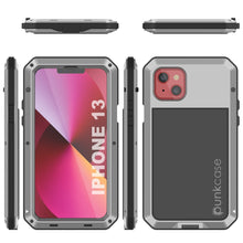 Cargar imagen en el visor de la galería, iPhone 13 Metal Case, Heavy Duty Military Grade Armor Cover [shock proof] Full Body Hard [Silver] 
