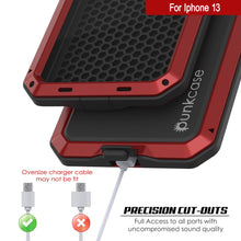 Cargar imagen en el visor de la galería, iPhone 13 Metal Case, Heavy Duty Military Grade Armor Cover [shock proof] Full Body Hard [Red] 
