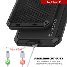 Cargar imagen en el visor de la galería, iPhone 13 Metal Case, Heavy Duty Military Grade Armor Cover [shock proof] Full Body Hard [Black] 

