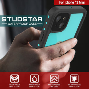 iPhone 13 Mini Waterproof IP68 Case, Punkcase [Teal] [StudStar Series] [Slim Fit] (Color in image: Pink)