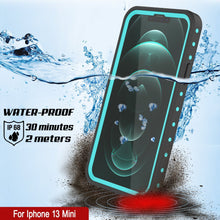 Cargar imagen en el visor de la galería, iPhone 13 Mini Waterproof IP68 Case, Punkcase [Teal] [StudStar Series] [Slim Fit] (Color in image: Black)
