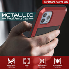 Load image into Gallery viewer, iPhone 13 Pro Max Metal Case, Heavy Duty Military Grade Armor Cover [shock proof] Full Body Hard [Red] 
