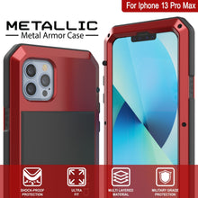 Load image into Gallery viewer, iPhone 13 Pro Max Metal Case, Heavy Duty Military Grade Armor Cover [shock proof] Full Body Hard [Red] 
