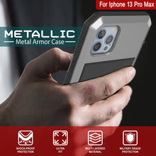 Load image into Gallery viewer, iPhone 13 Pro Max Metal Case, Heavy Duty Military Grade Armor Cover [shock proof] Full Body Hard [Silver] 
