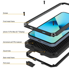 Load image into Gallery viewer, iPhone 13 Pro Max Metal Case, Heavy Duty Military Grade Armor Cover [shock proof] Full Body Hard [Black] (Color in image: Red)
