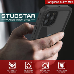 iPhone 13 Pro Max Waterproof IP68 Case, Punkcase [Black] [StudStar Series] [Slim Fit] (Color in image: Light Green)