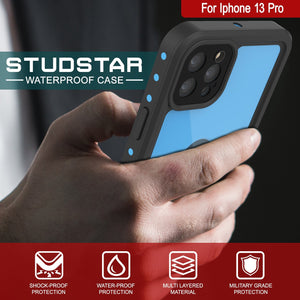 iPhone 13 Pro Waterproof IP68 Case, Punkcase [Light blue] [StudStar Series] [Slim Fit] [Dirtproof] (Color in image: White)
