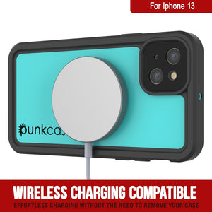 iPhone 13 Waterproof IP68 Case, Punkcase [Teal] [StudStar Series] [Slim Fit] (Color in image: Light Blue)