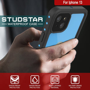 iPhone 13 Waterproof IP68 Case, Punkcase [Light blue] [StudStar Series] [Slim Fit] [Dirtproof] (Color in image: White)