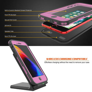 iPhone 8+ Plus Waterproof Case, Punkcase SpikeStar Pink Series | Thin Fit 6.6ft Underwater IP68 (Color in image: red)