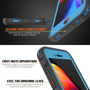 iPhone 8+ Plus Waterproof Case, Punkcase SpikeStar Light-Blue Series | Thin Fit 6.6ft Underwater IP68 (Color in image: white)