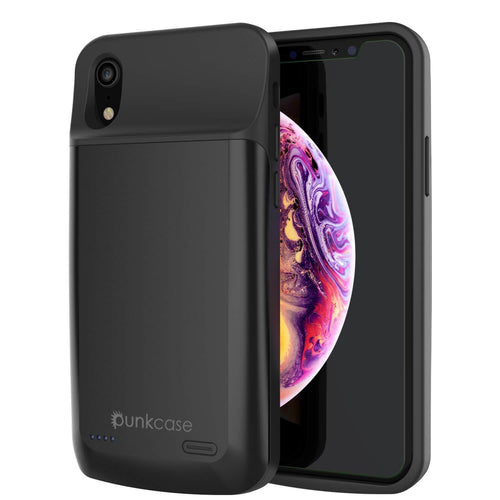 iPhone 11 Pro Max Battery Case, PunkJuice 5000mAH Fast Charging Power Bank W/ Screen Protector | [Black] (Color in image: black)