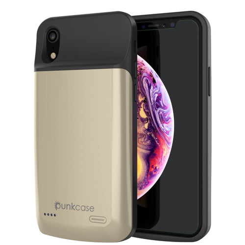 iPhone 11 Battery Case, PunkJuice 5000mAH Fast Charging Power Bank W/ Screen Protector | [Gold] (Color in image: gold)