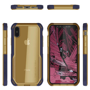 iPhone Xs Max Case, Ghostek Cloak 4 Series  for iPhone Xs Max / iPhone Pro Case | BLUE-GOLD (Color in image: Red-Clear)