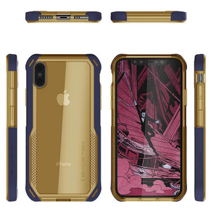 iPhone Xs Case, Ghostek Cloak 4 Series  for iPhone Xs / iPhone Pro Case | BLUE-GOLD (Color in image: Red-Clear)