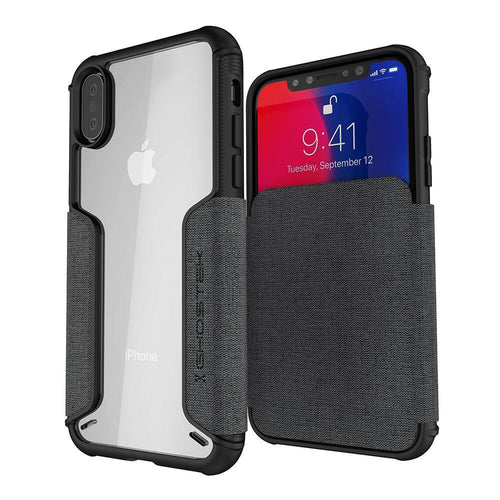 iPhone Xs Max Case, Ghostek Exec 3 Series for iPhone Xs Max / iPhone Pro Protective Wallet Case [Gray] (Color in image: Gray)