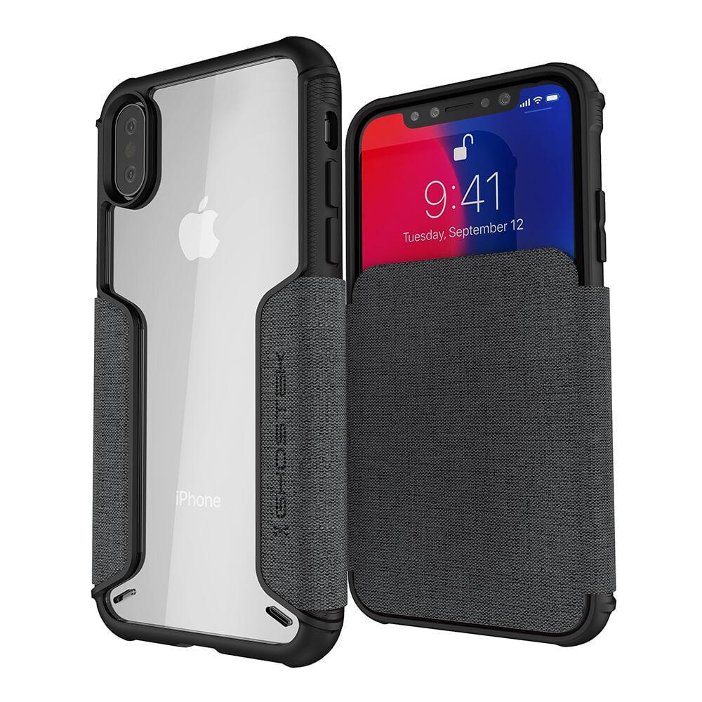 iPhone Xs Max Case, Ghostek Exec 3 Series for iPhone Xs Max / iPhone Pro Protective Wallet Case [Gray] (Color in image: Gray)