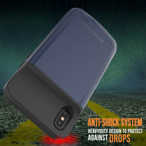 iphone XS Max Battery Case, PunkJuice 5000mAH Fast Charging Power Bank W/ Screen Protector | [Blue] (Color in image: black)