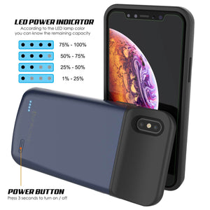 iphone XS Max Battery Case, PunkJuice 5000mAH Fast Charging Power Bank W/ Screen Protector | [Blue] (Color in image: gold)