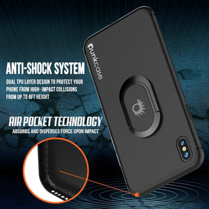 iPhone XS Max Case, Punkcase Magnetix Protective TPU Cover W/ Kickstand, Tempered Glass Screen Protector [Black] 