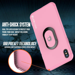 iPhone XS Max Case, Punkcase Magnetix Protective TPU Cover W/ Kickstand, Tempered Glass Screen Protector [Pink] 