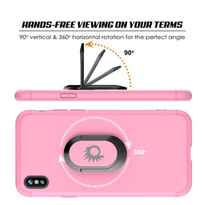 iPhone XS Max Case, Punkcase Magnetix Protective TPU Cover W/ Kickstand, Tempered Glass Screen Protector [Pink] 