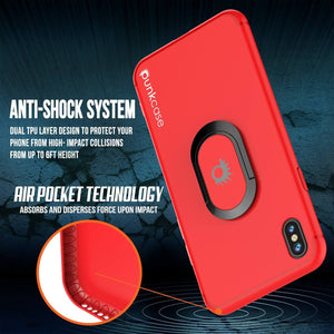 iPhone XS Max Case, Punkcase Magnetix Protective TPU Cover W/ Kickstand, Tempered Glass Screen Protector [Red] 
