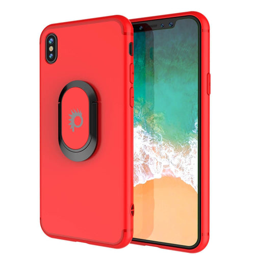 iPhone XS Max Case, Punkcase Magnetix Protective TPU Cover W/ Kickstand, Tempered Glass Screen Protector [Red] (Color in image: red)