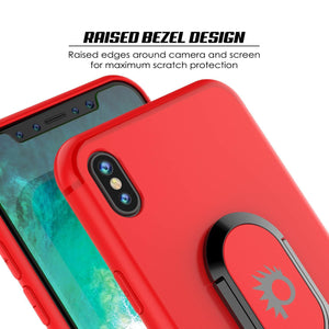 iPhone XS Max Case, Punkcase Magnetix Protective TPU Cover W/ Kickstand, Tempered Glass Screen Protector [Red] 