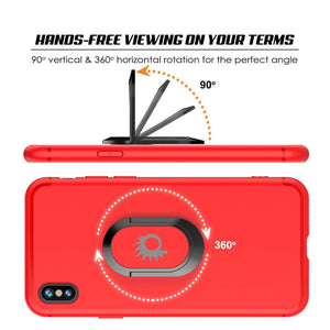 iPhone XS Max Case, Punkcase Magnetix Protective TPU Cover W/ Kickstand, Tempered Glass Screen Protector [Red] 