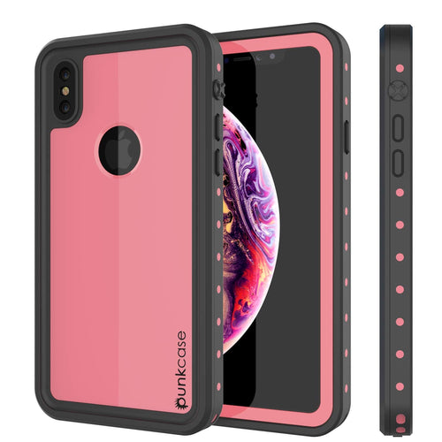 iPhone XS Max Waterproof IP68 Case, Punkcase [Pink] [StudStar Series] [Slim Fit] [Dirtproof] (Color in image: pink)