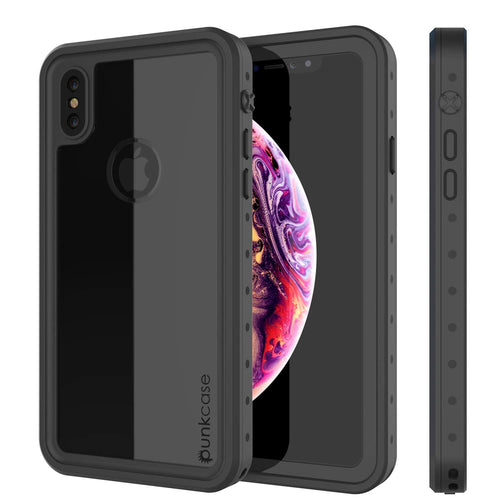 iPhone XS Max Waterproof IP68 Case, Punkcase [Clear] [StudStar Series] [Slim Fit] [Dirtproof] (Color in image: Clear.)