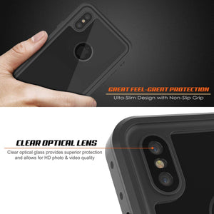 iPhone XS Max Waterproof IP68 Case, Punkcase [Clear] [StudStar Series] [Slim Fit] [Dirtproof] (Color in image: pink)
