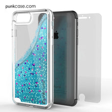 Cargar imagen en el visor de la galería, iPhone 8+ Plus Case, PunkCase LIQUID Teal Series, Protective Dual Layer Floating Glitter Cover (Color in image: rose)
