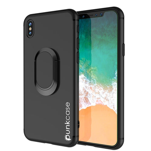 iPhone X Case, Punkcase Magnetix Protective TPU Cover W/ Kickstand, Tempered Glass Screen Protector [Black] (Color in image: black)