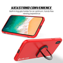 Cargar imagen en el visor de la galería, iPhone X Case, Punkcase Magnetix Protective TPU Cover W/ Kickstand, Tempered Glass Screen Protector [Red] (Color in image: black)
