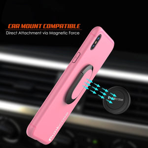 iPhone X Case, Punkcase Magnetix Protective TPU Cover W/ Kickstand, Tempered Glass Screen Protector [Pink] 