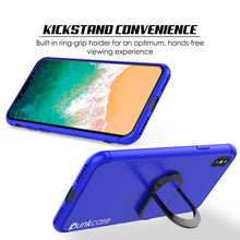 Cargar imagen en el visor de la galería, iPhone X Case, Punkcase Magnetix Protective TPU Cover W/ Kickstand, Tempered Glass Screen Protector [Blue] 
