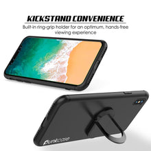 Cargar imagen en el visor de la galería, iPhone X Case, Punkcase Magnetix Protective TPU Cover W/ Kickstand, Tempered Glass Screen Protector [Black] 
