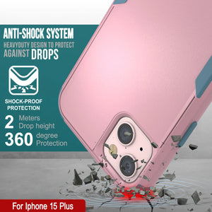 Punkcase para iPhone 15 Plus Cinco de Holla de múltiples capas [Serie Patron] [Pink-Blue]