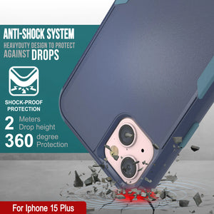 Punkcase para iPhone 15 Plus Cinco de clip de cinturón multicapa Case [Serie de clientes] [azul marino]