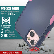 Cargar imagen en el visor de la galería, Punkcase para iPhone 15 Plus Cinco de clip de cinturón multicapa Case de funda [Serie de patrones] [Navy Pink]
